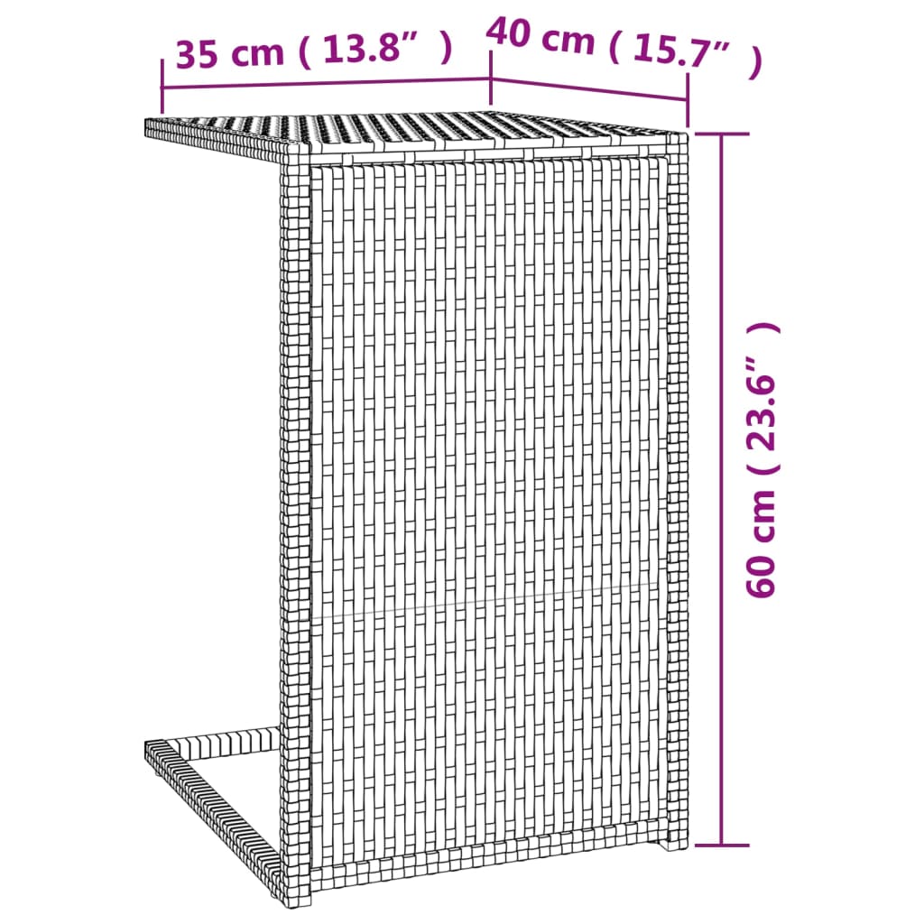 Bijzettafel C-vormig 40x35x60 cm poly rattan