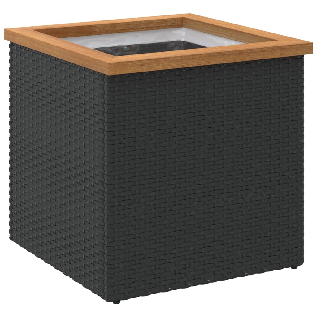 Plantenbak 40x40x80 cm poly rattan zwart