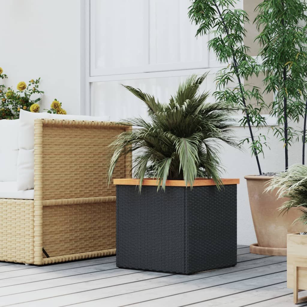 Plantenbak 40x40x80 cm poly rattan zwart