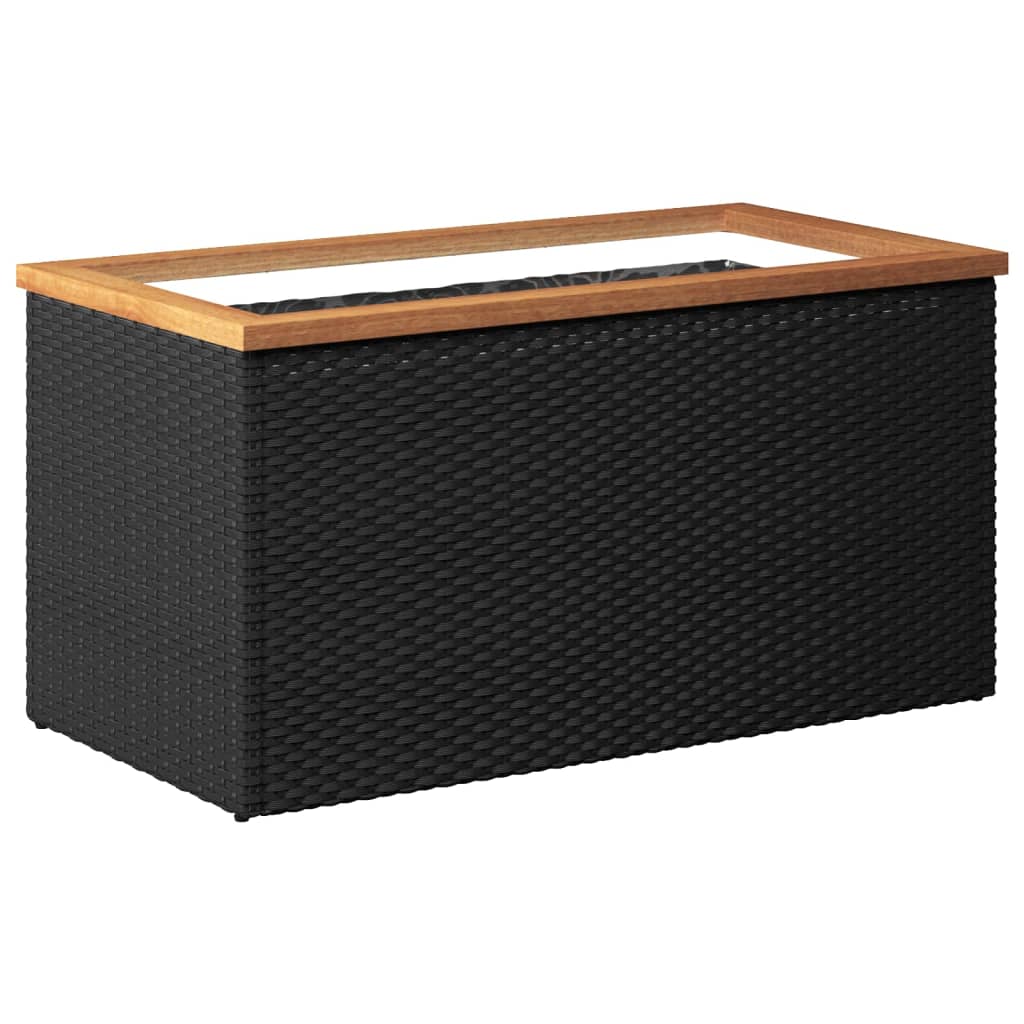 Plantenbak 40x40x80 cm poly rattan zwart