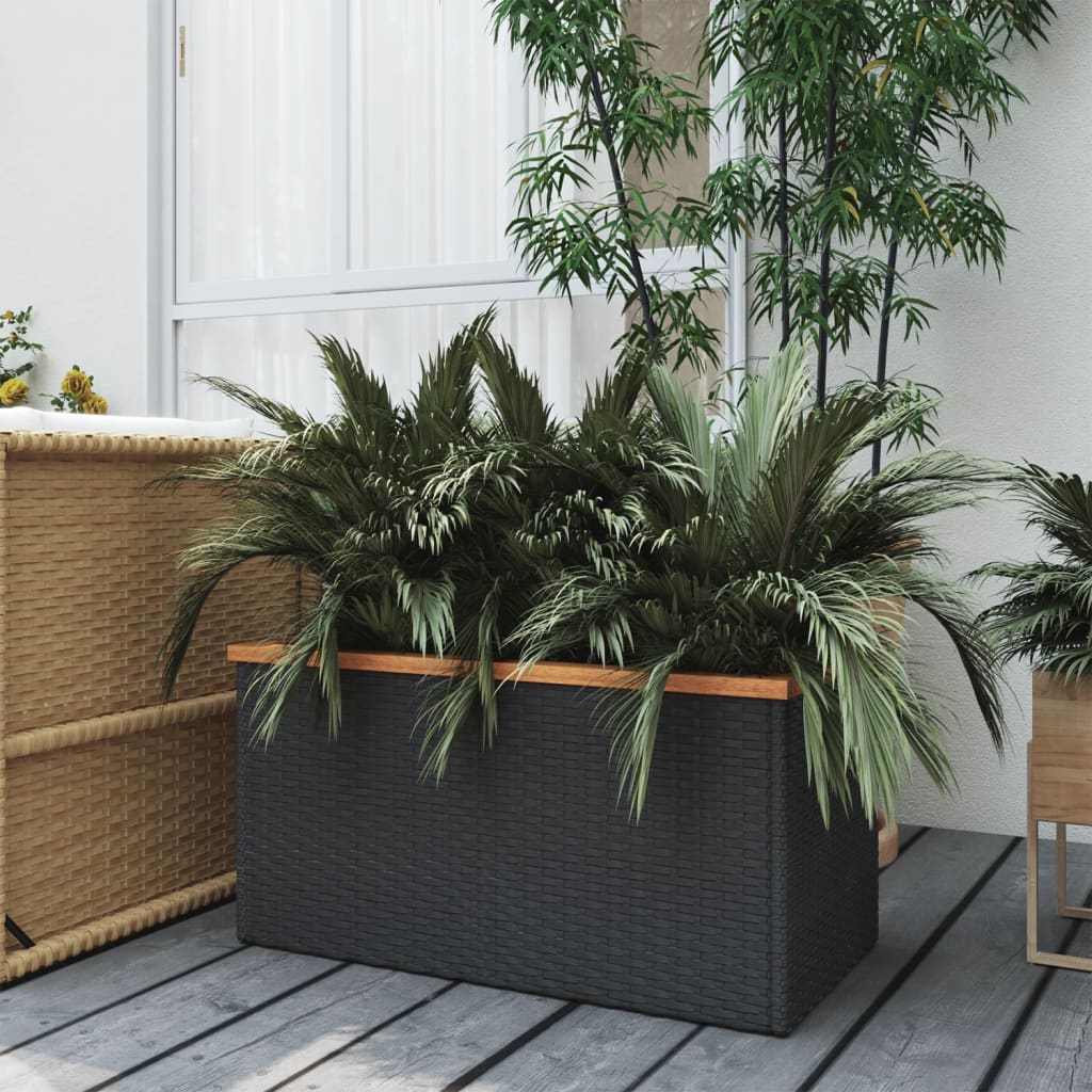 Plantenbak 40x40x80 cm poly rattan zwart