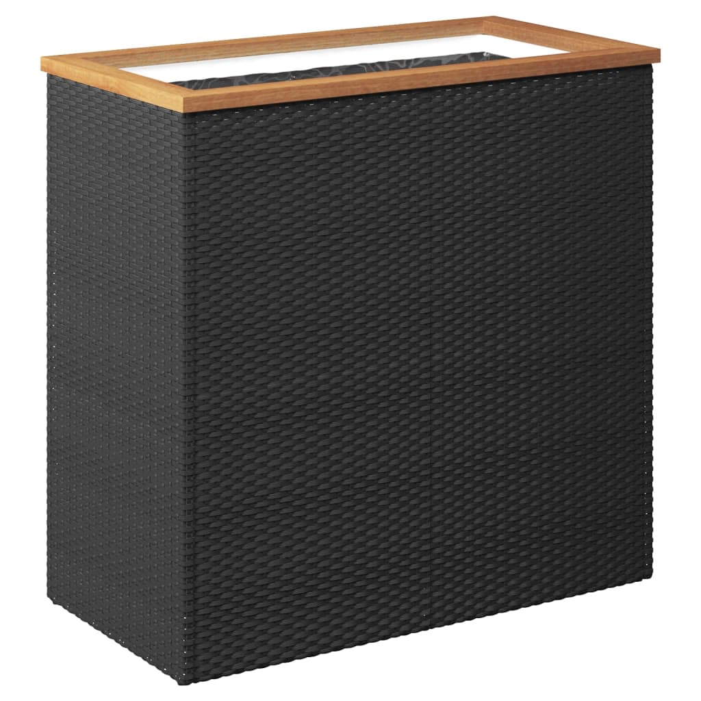 Plantenbak 40x40x80 cm poly rattan zwart