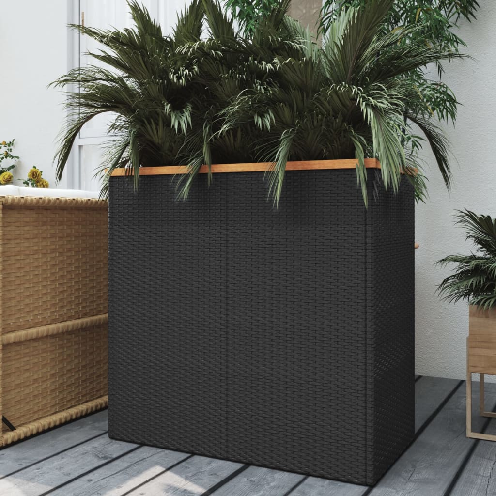 Plantenbak 40x40x80 cm poly rattan zwart