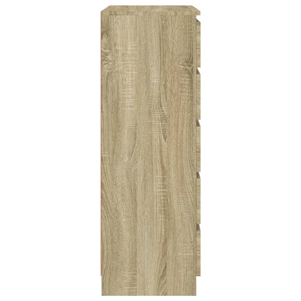 Ladekast 60x36x103 cm bewerkt hout eikenkleurig