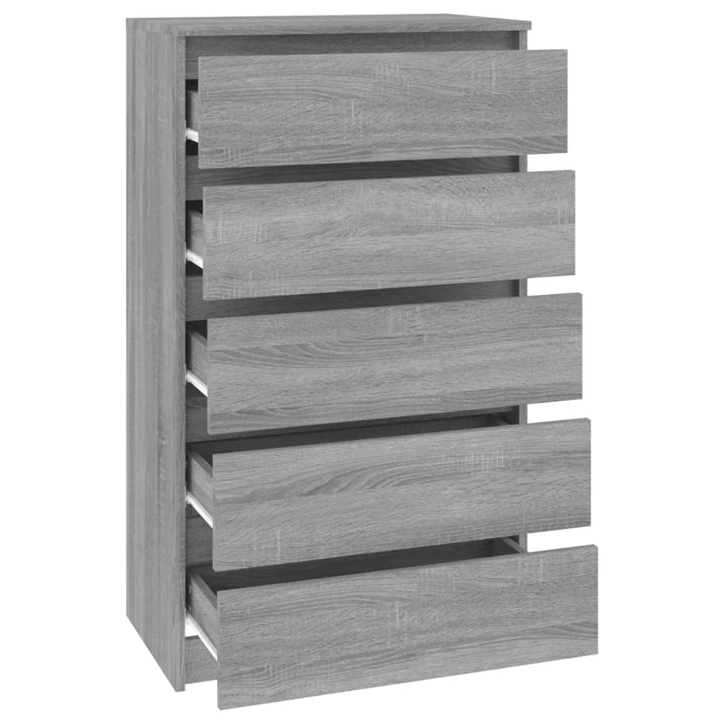 Ladekast 60x36x103 cm bewerkt hout eikenkleurig