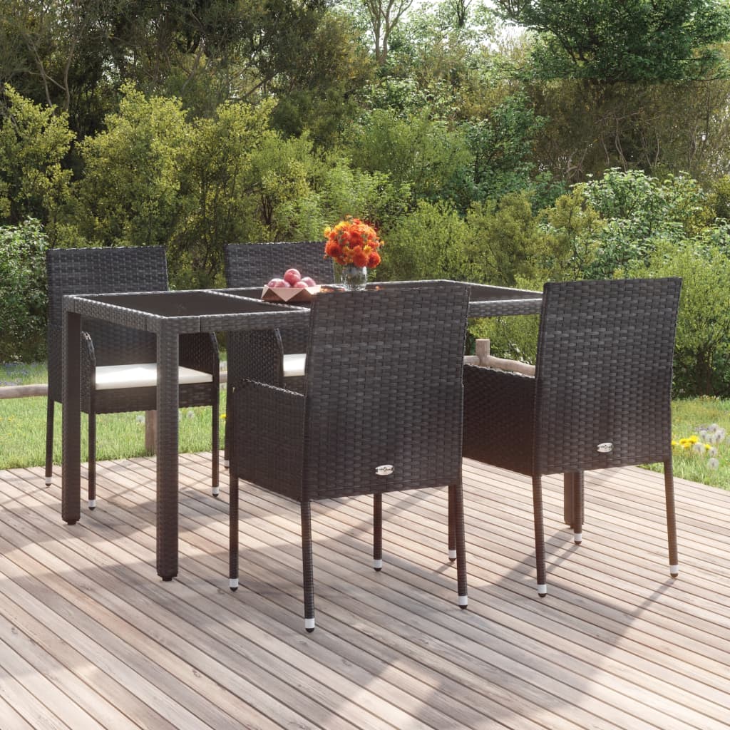 Tuinstoelen 4 st met kussens poly rattan