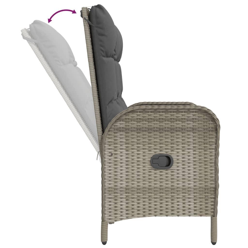 Tuinbank verstelbaar met kussens 107 cm poly rattan