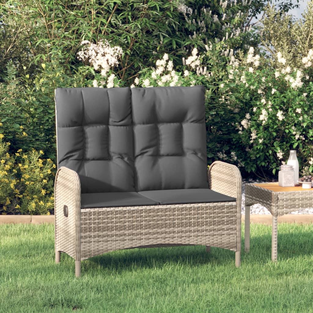 Tuinbank verstelbaar met kussens 107 cm poly rattan