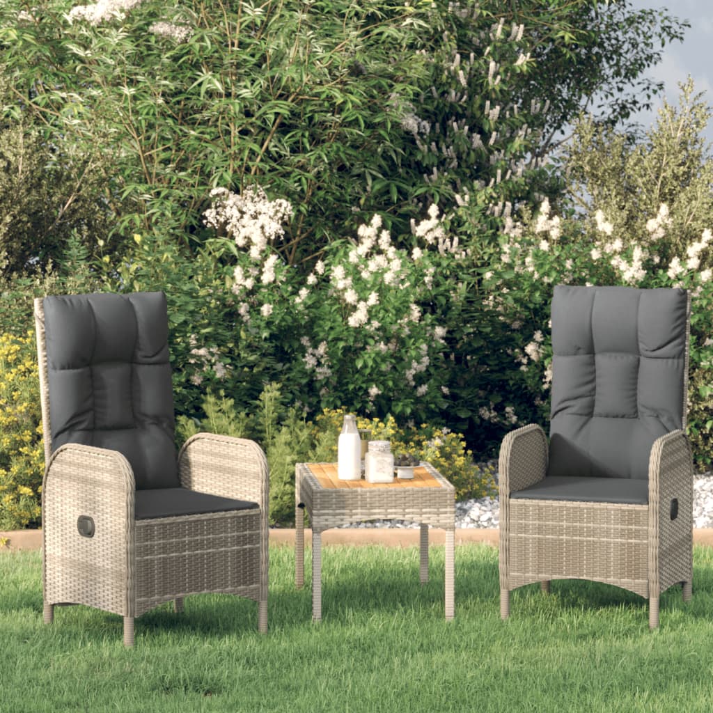 3-delige Loungeset met kussens poly rattan