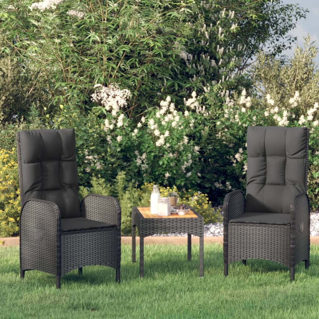 3-delige Loungeset met kussens poly rattan