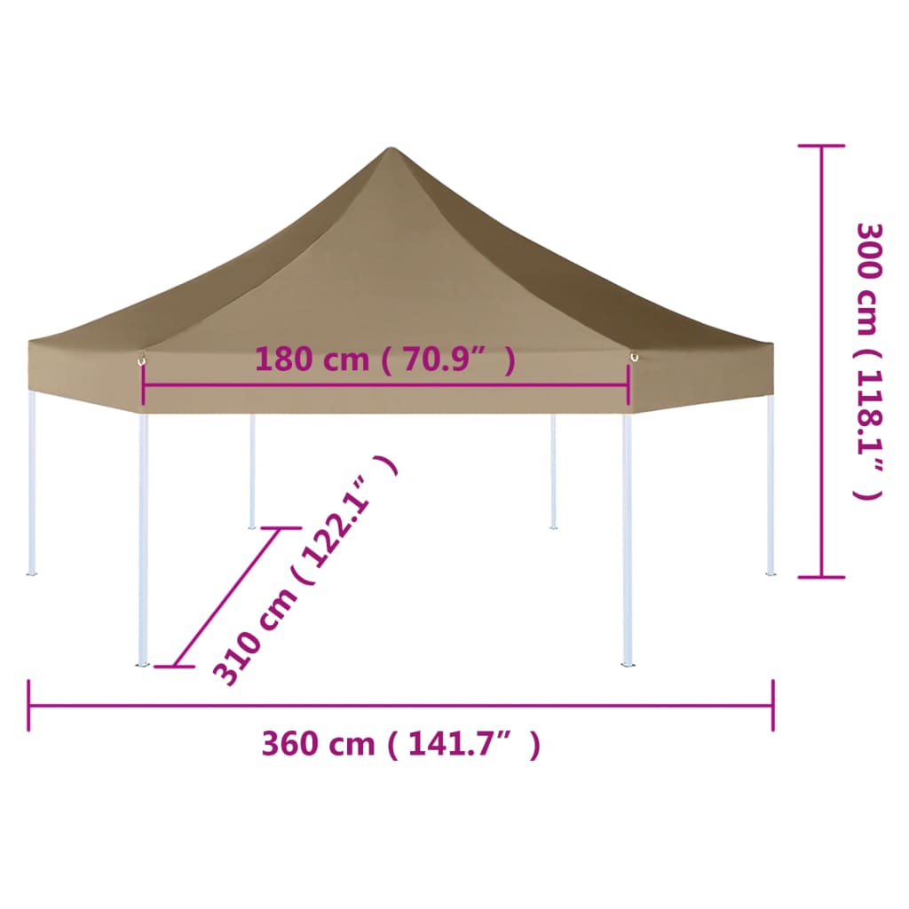 Partytent pop-up zeshoekig inklapbaar 3,6x3,1 m