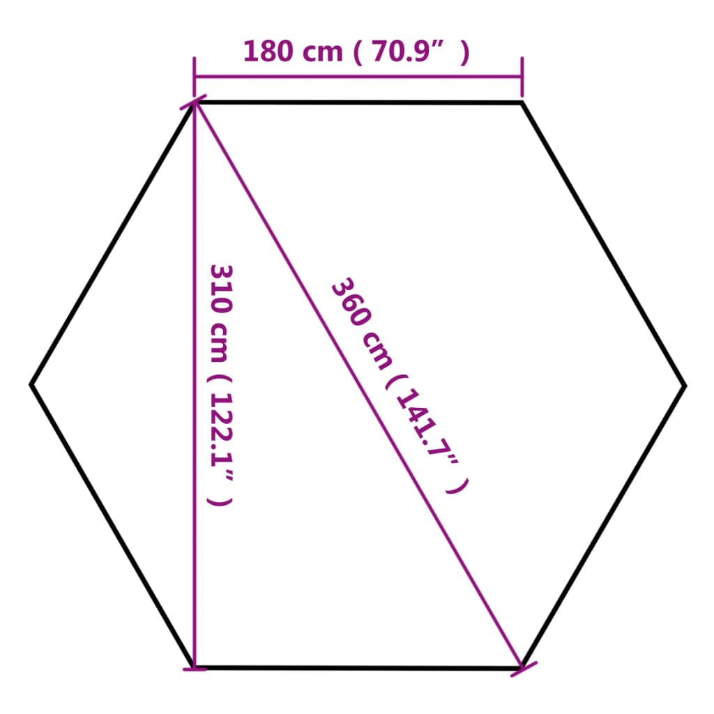 Partytent pop-up zeshoekig met 6 zijwanden 3,6x3,1 m crèmewit