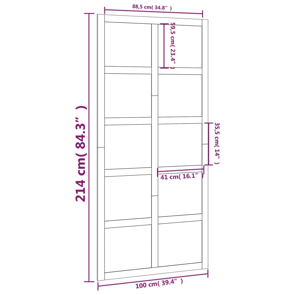 Schuifdeur 90x1,8x214 cm massief grenenhout