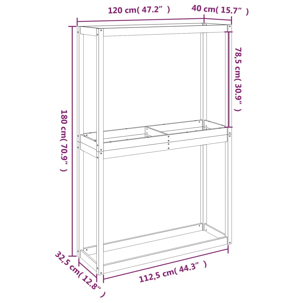 Bandenrek 120x40x180 cm massief grenenhout