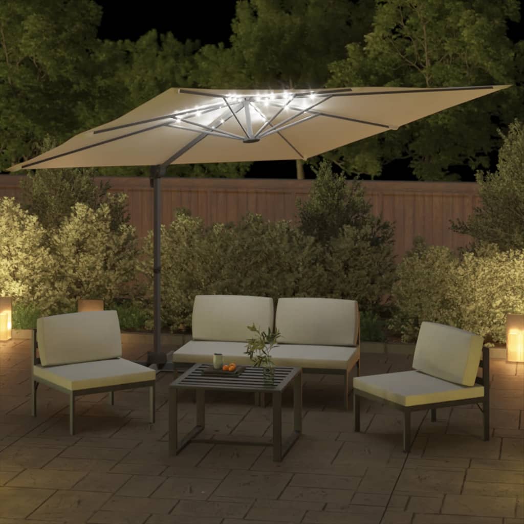 Zweefparasol met LED-verlichting 400x300 cm terracottakleurig