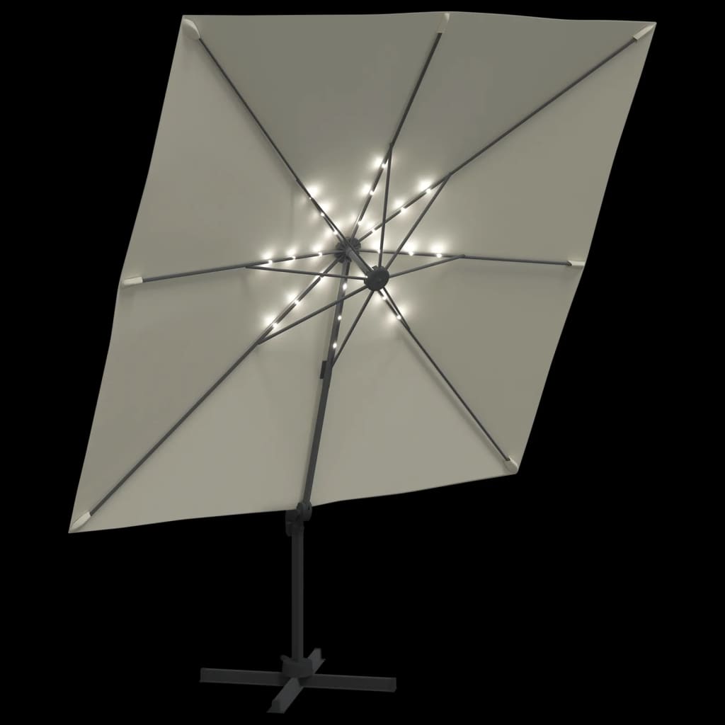 Zweefparasol met LED-verlichting 400x300 cm terracottakleurig