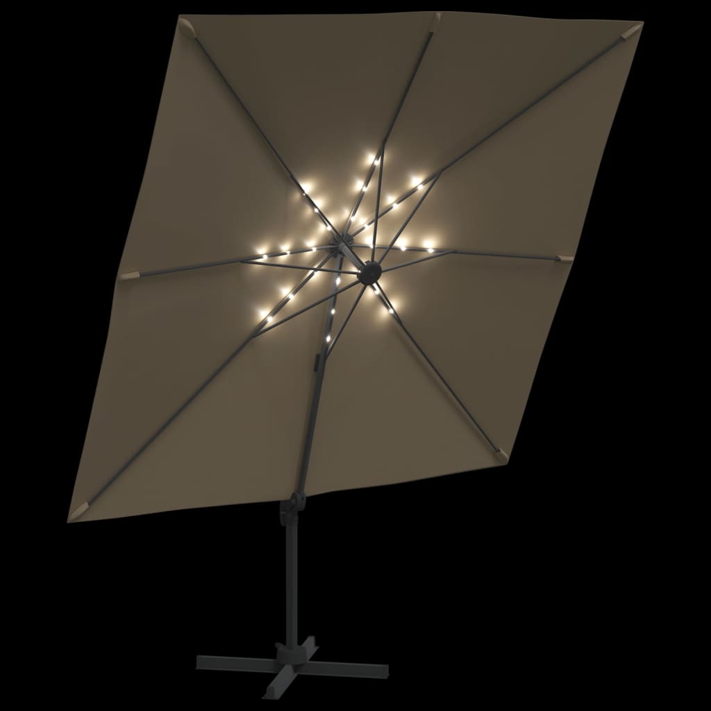 Zweefparasol met LED-verlichting 400x300 cm terracottakleurig