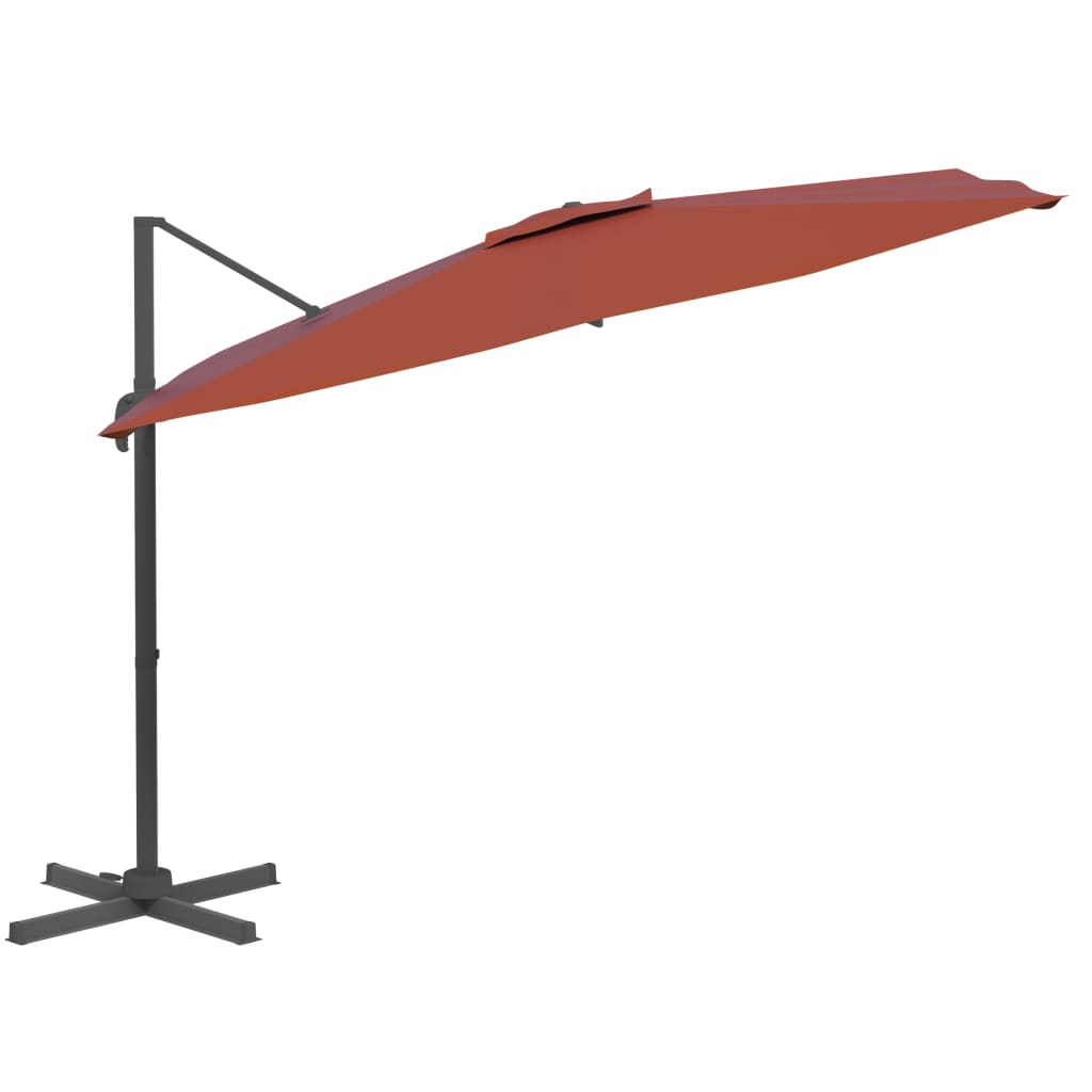 Zweefparasol met LED-verlichting 400x300 cm terracottakleurig