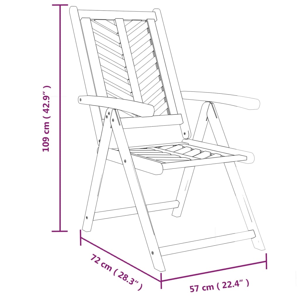 Tuinstoelen 3 st verstelbaar massief acaciahout