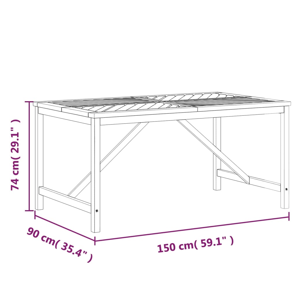 Tuintafel 90x90x74 cm massief acaciahout