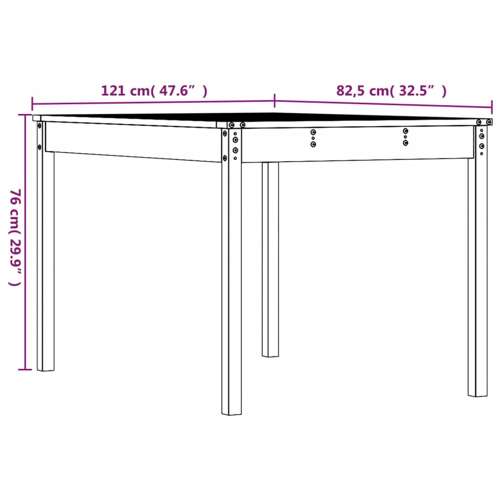 Tuintafel 82,5x82,5x76 cm massief