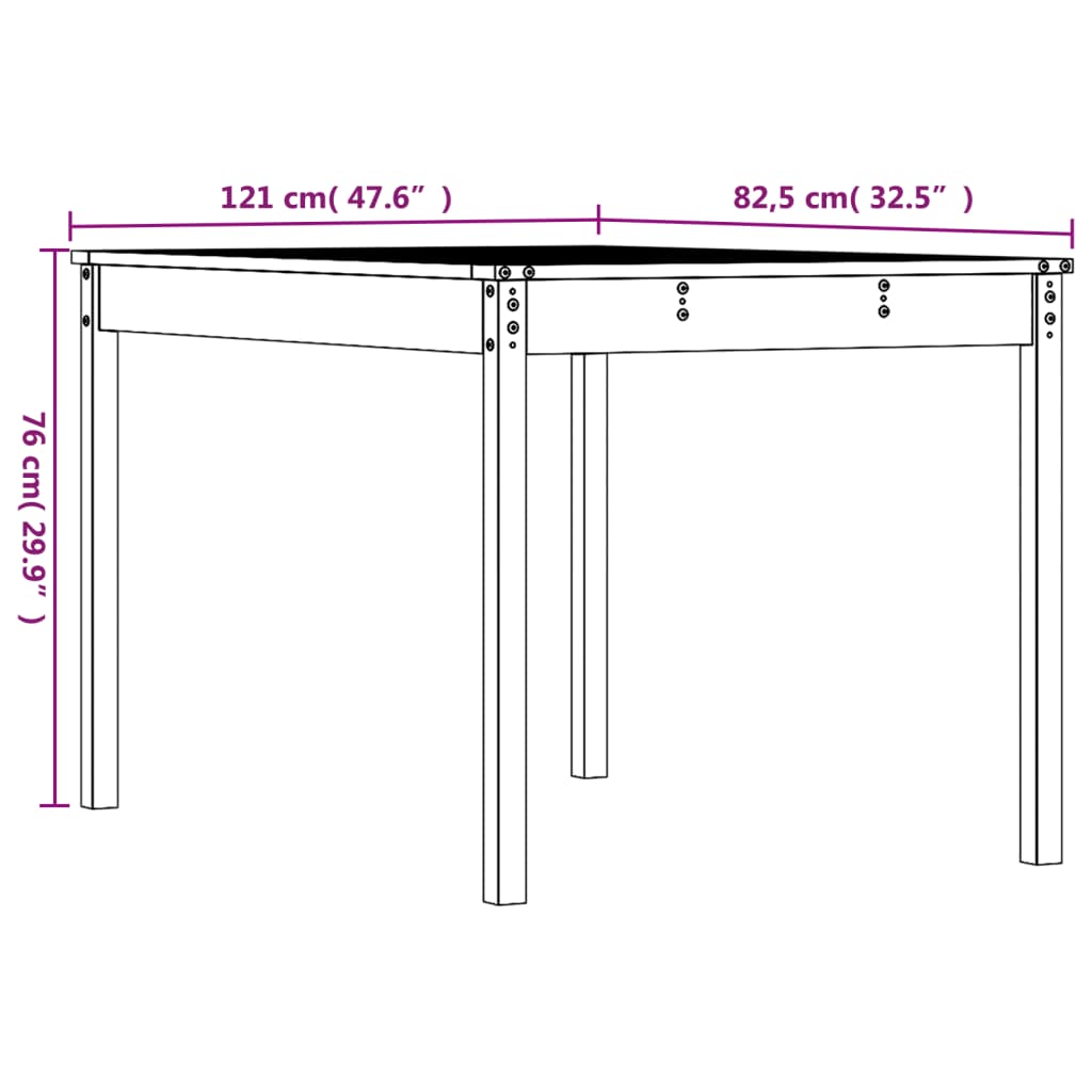 Tuintafel 82,5x82,5x76 cm massief