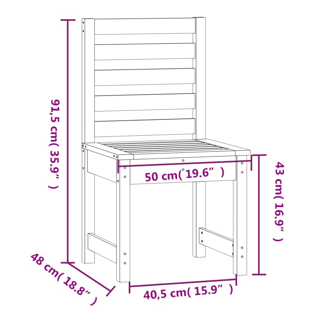 Tuinstoelen 2 st 60x48x91 cm massief