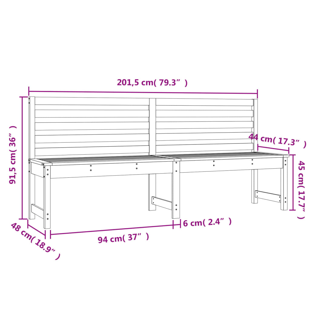 Tuinbank 109 cm massief