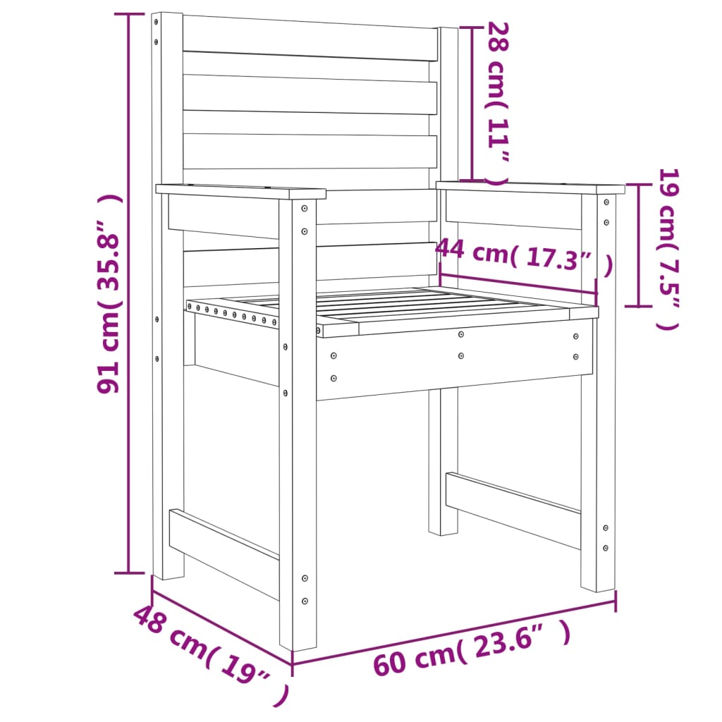 Tuinstoelen 2 st 60x48x91 cm massief