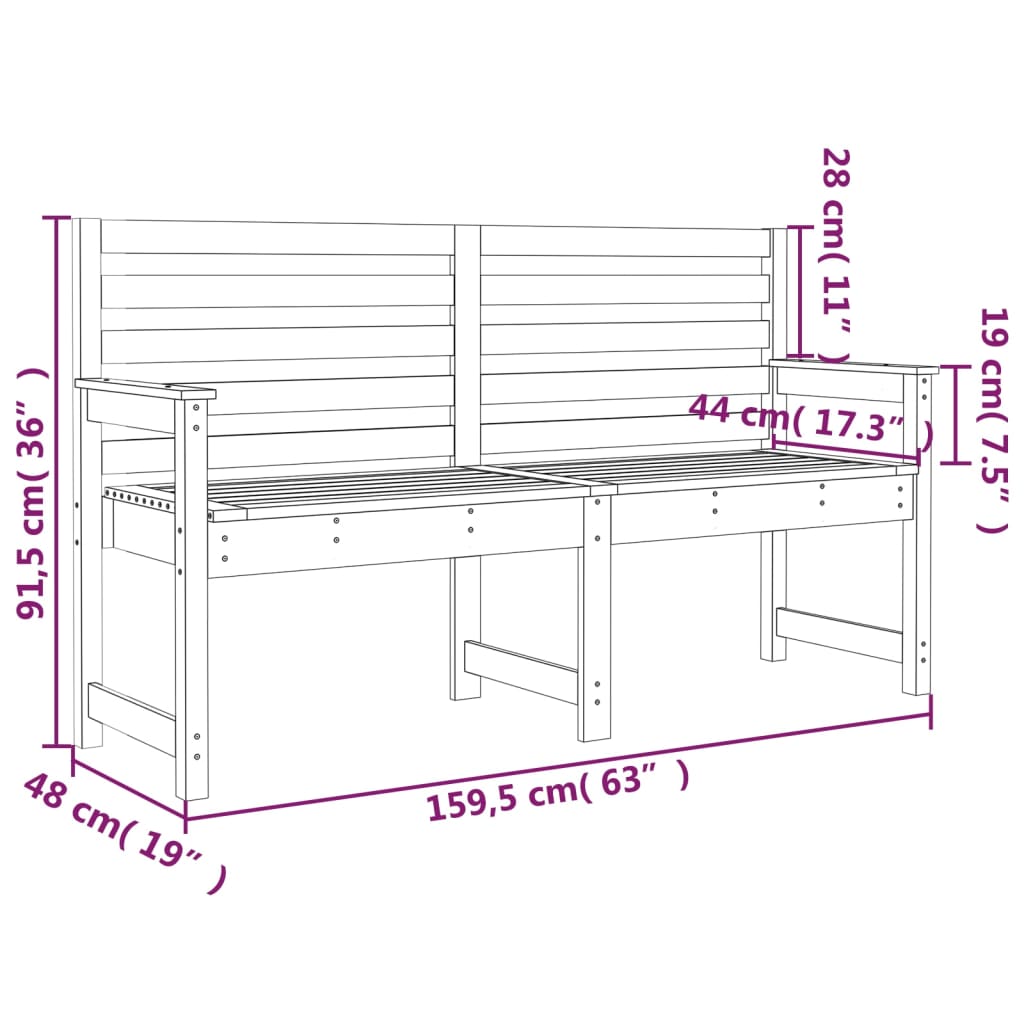 Tuinbank 109x48x91,5 cm massief