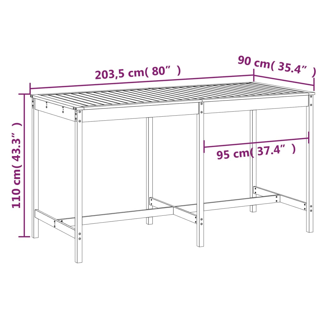 Tuintafel 82,5x82,5x110 cm massief