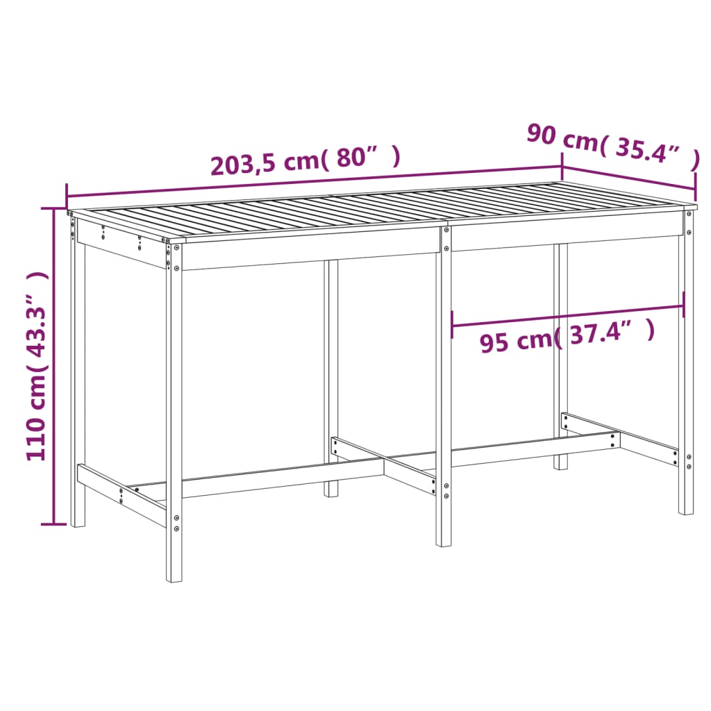 Tuintafel 82,5x82,5x110 cm massief