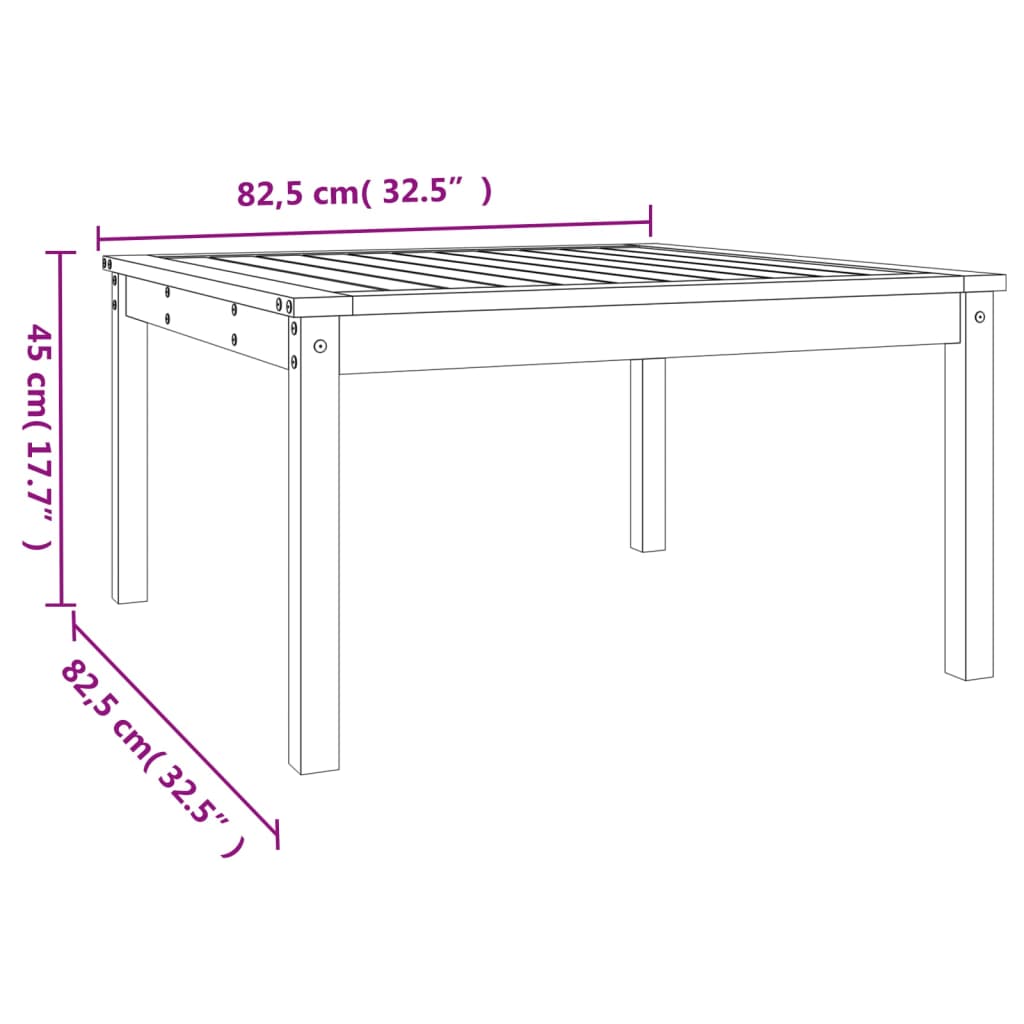 Tuintafel 121x82,5x45 cm massief