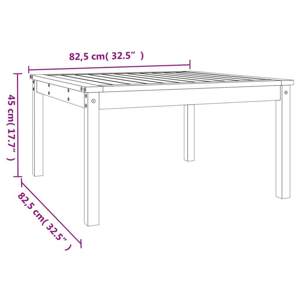 Tuintafel 121x82,5x45 cm massief