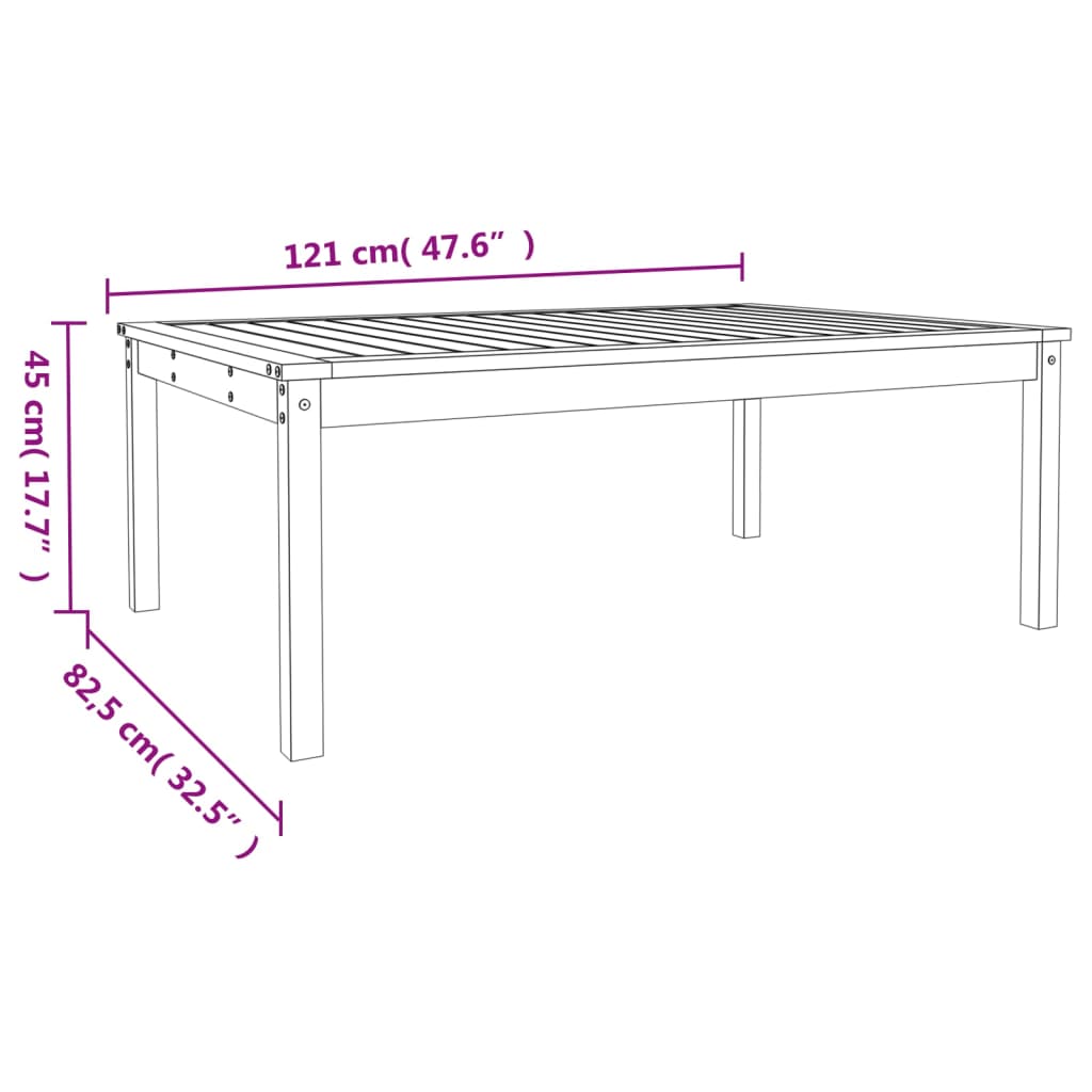 Tuintafel 121x82,5x45 cm massief