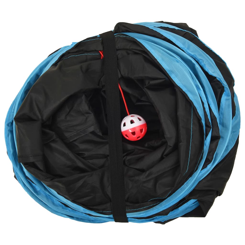 Kattentunnel 3-voudig 90 cm polyester zwart en blauw