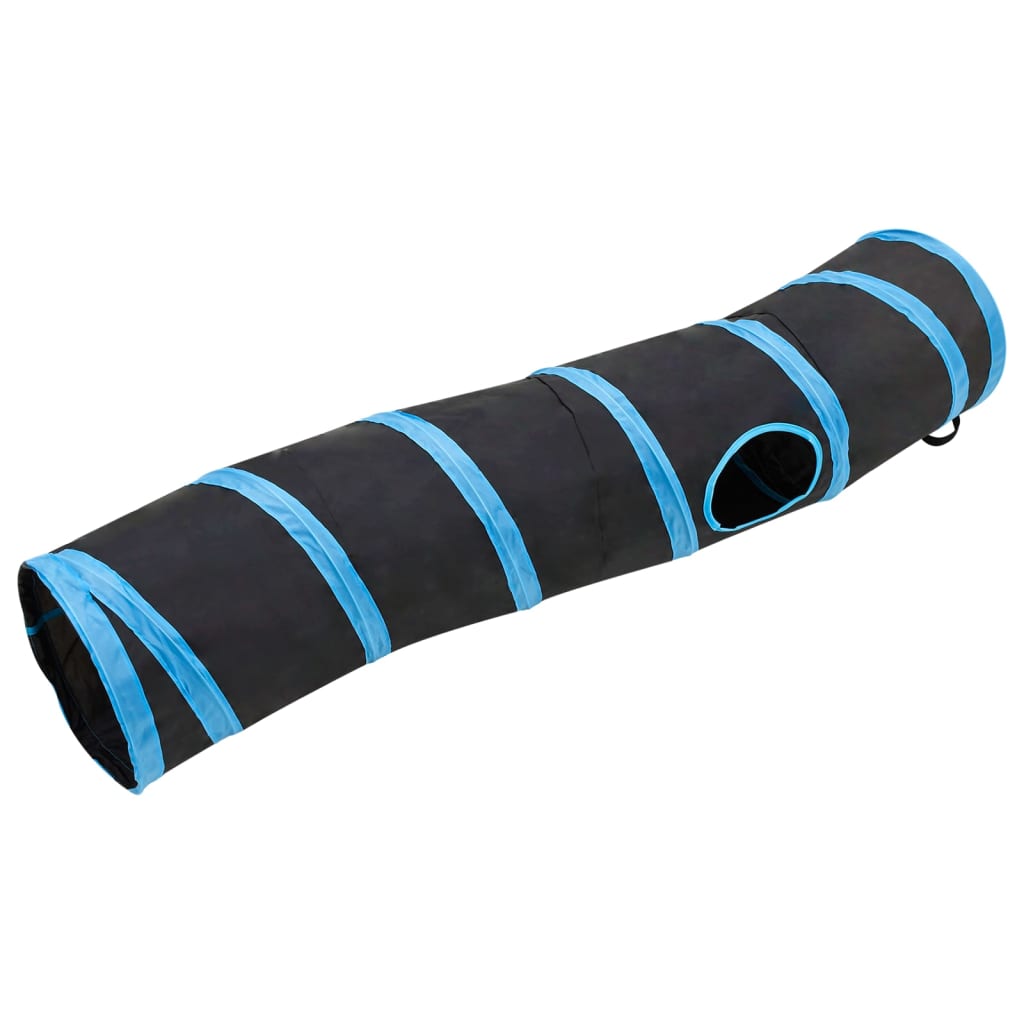 Kattentunnel 3-voudig 25 cm polyester zwart en blauw