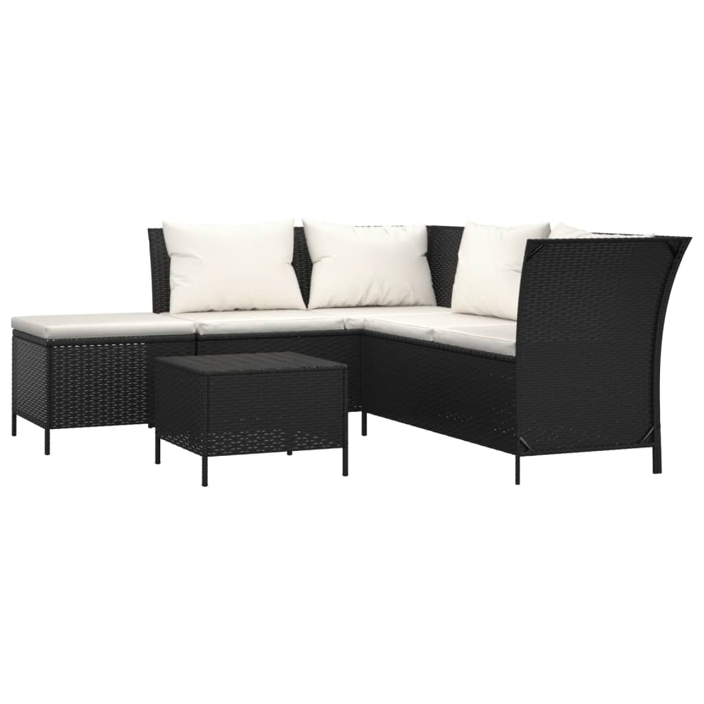 3-delige Loungeset met kussens poly rattan