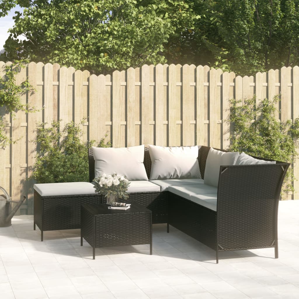 3-delige Loungeset met kussens poly rattan