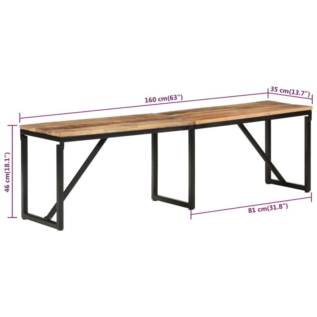 Bankje 110x35x45 cm massief mangohout