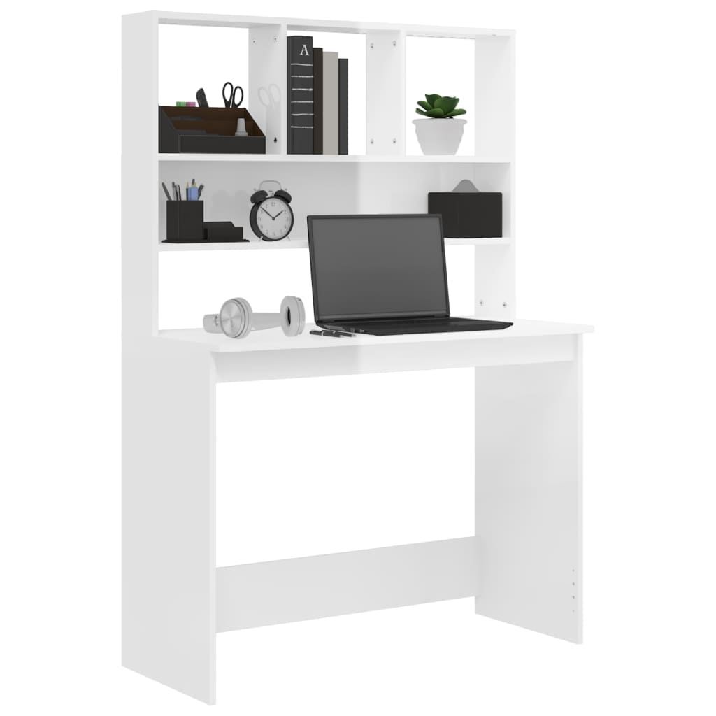 Bureau met schappen 102x45x148 cm bewerkt hout