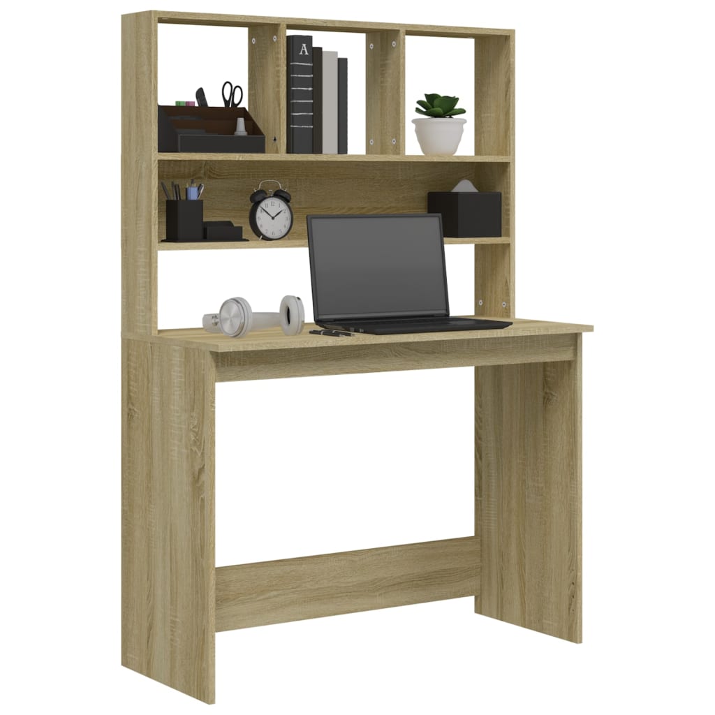 Bureau met schappen 102x45x148 cm bewerkt hout