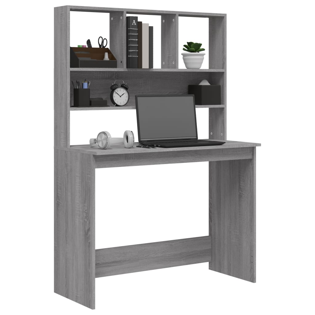 Bureau met schappen 102x45x148 cm bewerkt hout