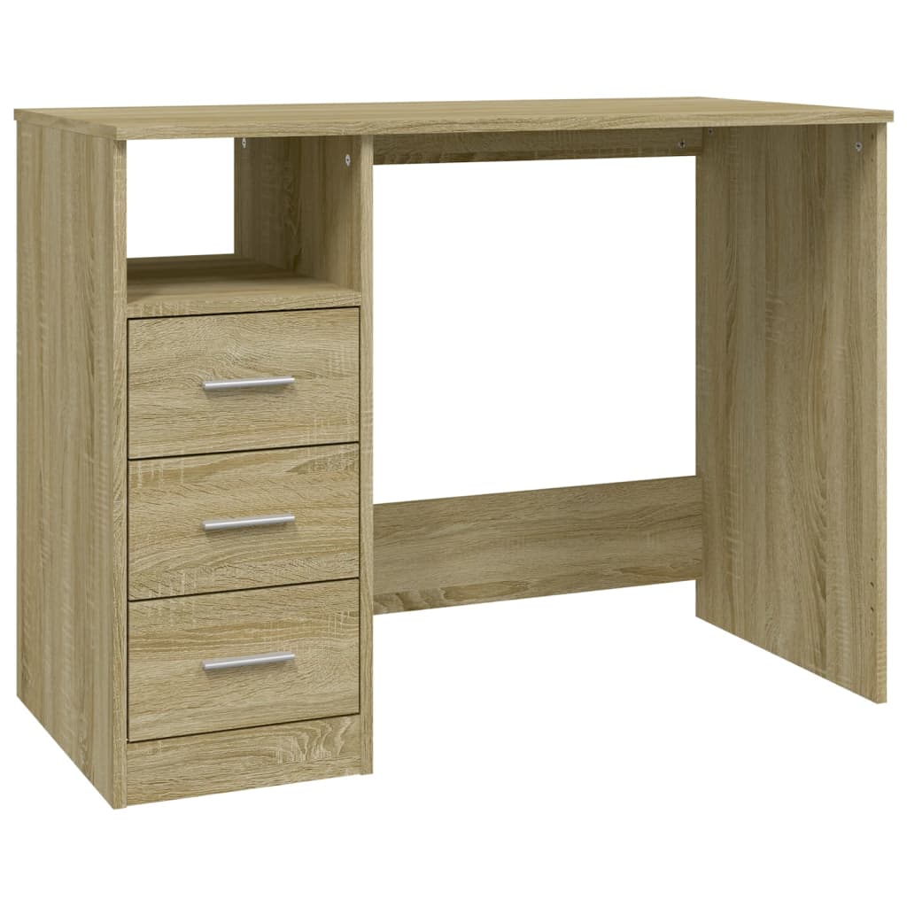 Bureau met lades 102x50x76 cm bewerkt hout bruin eikenkleur