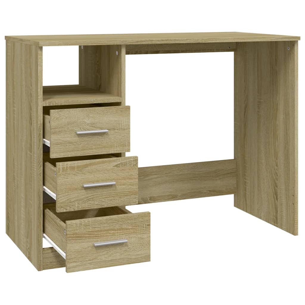 Bureau met lades 102x50x76 cm bewerkt hout bruin eikenkleur