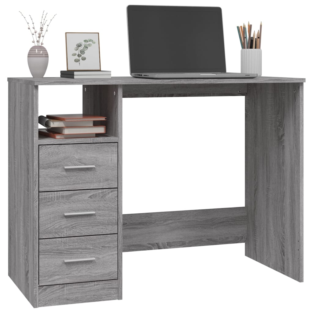 Bureau met lades 102x50x76 cm bewerkt hout bruin eikenkleur