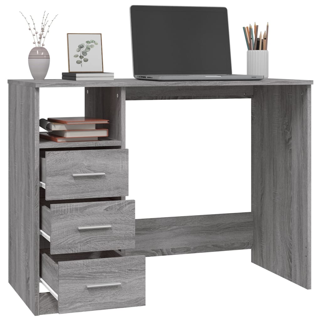 Bureau met lades 102x50x76 cm bewerkt hout bruin eikenkleur