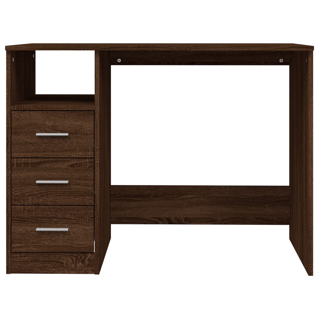 Bureau met lades 102x50x76 cm bewerkt hout bruin eikenkleur