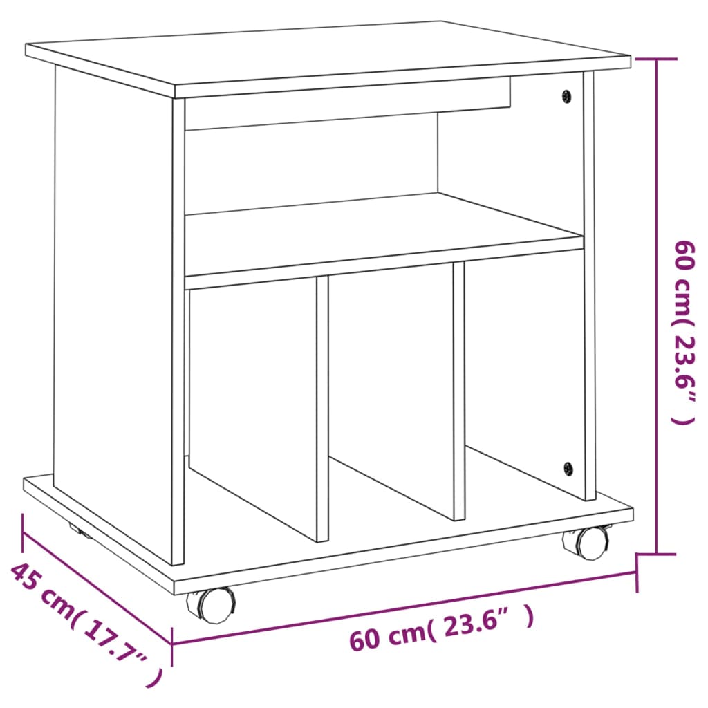 Kast verrijdbaar 60x45x60 cm bewerkt hout