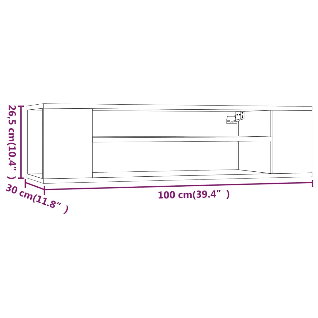 Tv-hangmeubel 100x30x26,5 cm bewerkt hout sonoma eikenkleurig